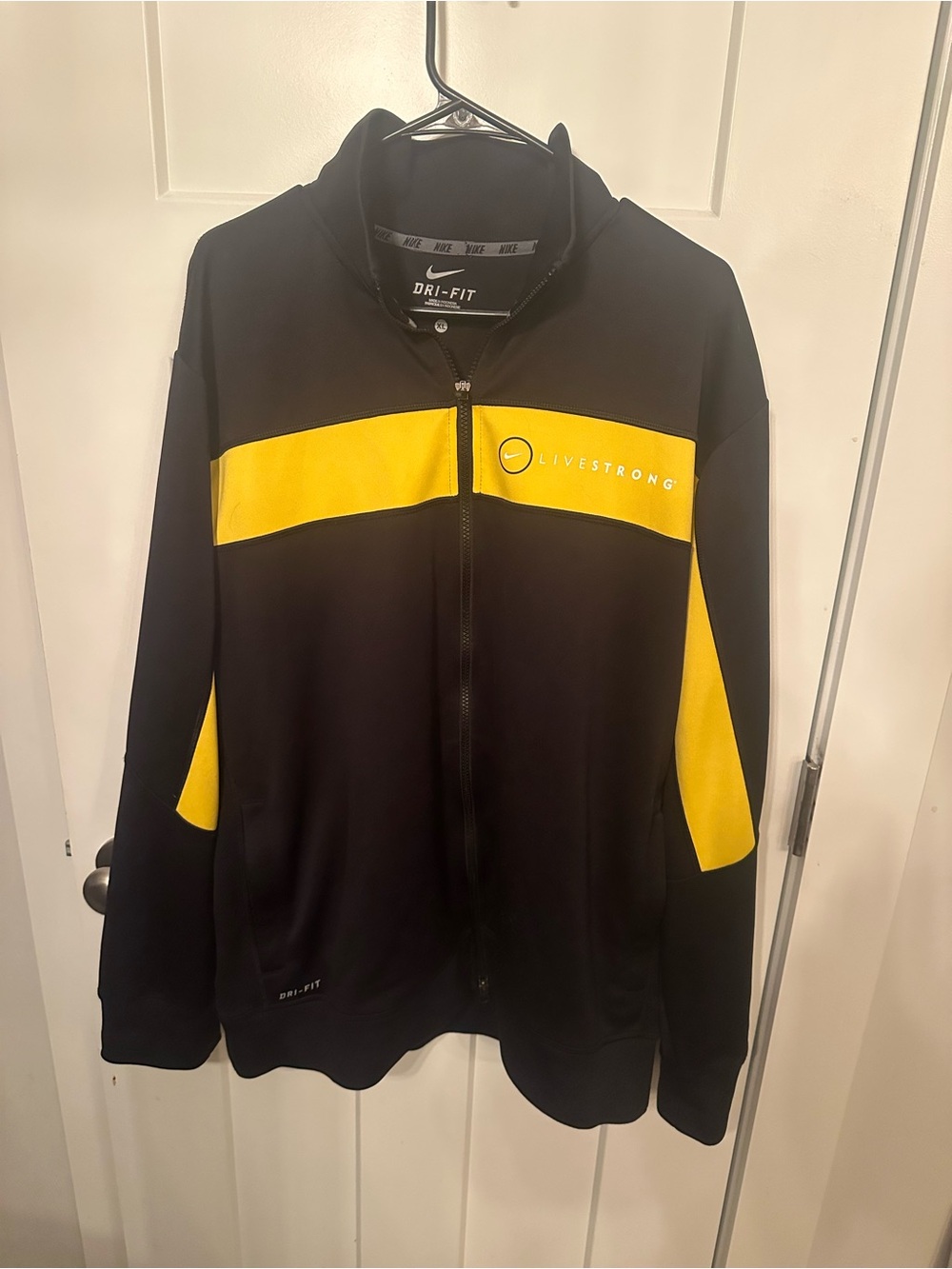 Nike Black and Yellow Livestrong Dri-FIT Full-Zip Performance Jacket New Con